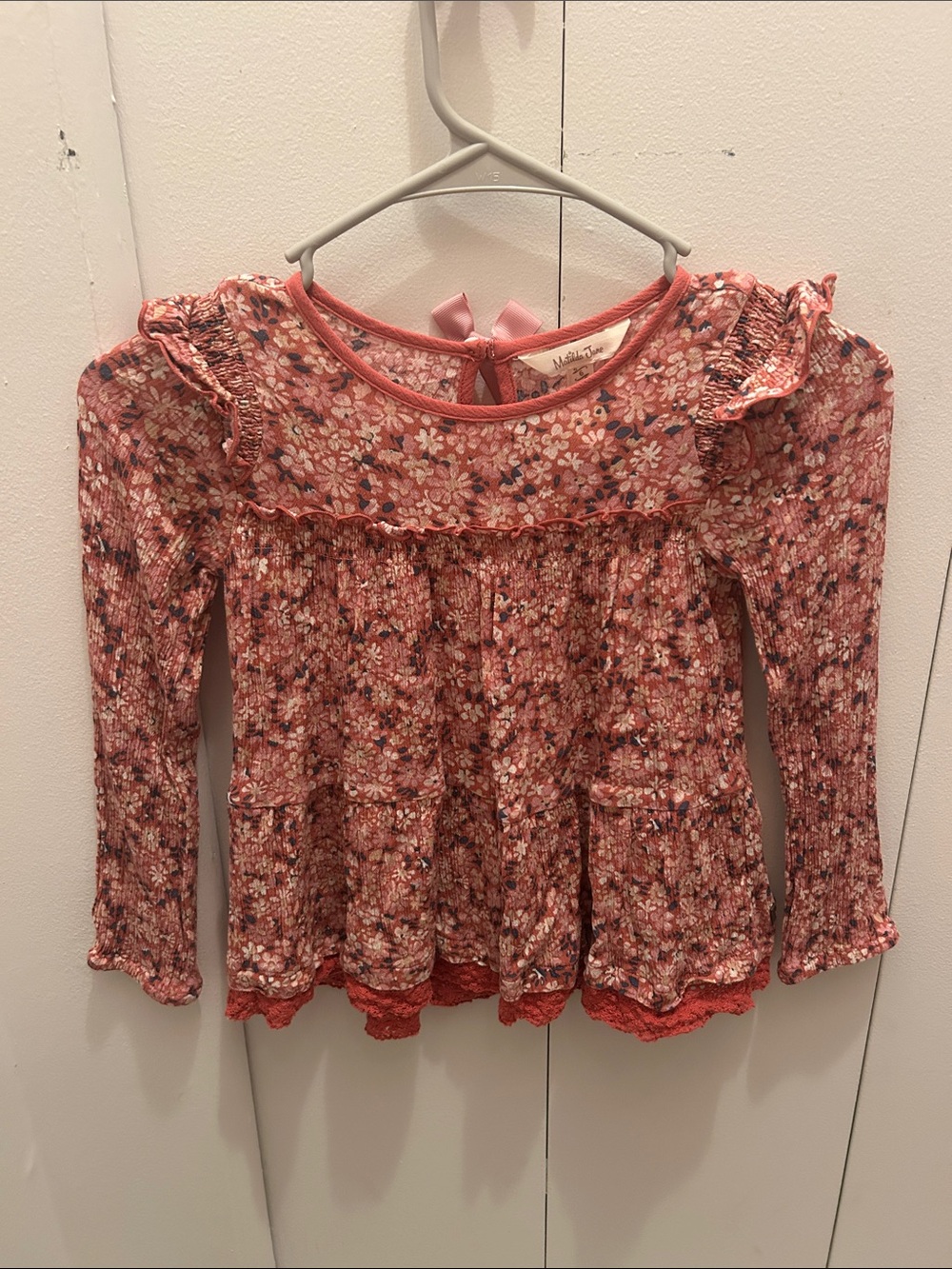 Matilda Jane Pink Floral Smocked Long-Sleeve Top